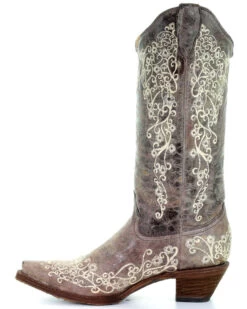 Corral Women's Crater With Bone Embroidery Western Boots - Snip Toe 9 Corral Women's Crater With Bone Embroidery Western Boots - Snip Toe -Cowboy Pradise 045S76 41 LT