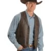 Scully Men's Whipstitch Leather Lapel Vest