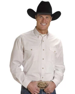 Roper Men's Solid Poplin Long Sleeve Western Shirt - Big & Tall