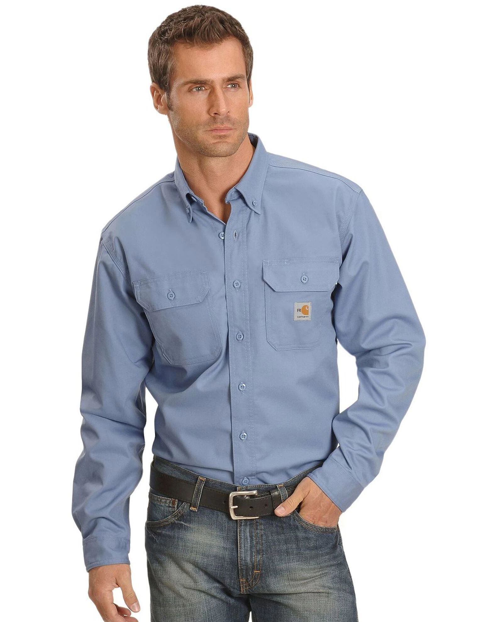 Carhartt Men's FR Solid Long Sleeve Button-Down Work Shirt 1 Carhartt Men's FR Solid Long Sleeve Button-Down Work Shirt