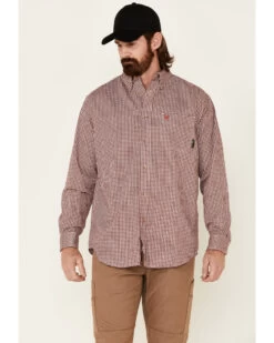 Ariat Men's FR Check Plaid Print Long Sleeve Button Down Work Shirt