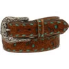 Nocona Women's Brown Embossed Turquoise Inlay Belt