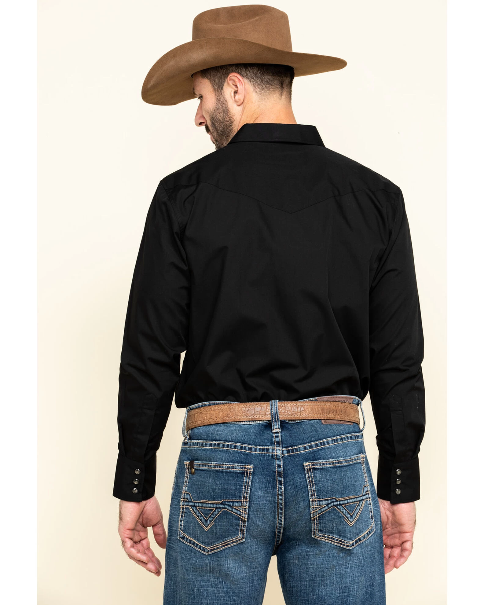 Gibson Men's Basic Solid Long Sleeve Pearl Snap Western Shirt 2 Gibson Men's Basic Solid Long Sleeve Pearl Snap Western Shirt - Image 2