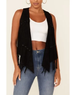 Vocal Women's Faux Suede Fringe Vest  -Cowboy Pradise 2000212609 001 P3