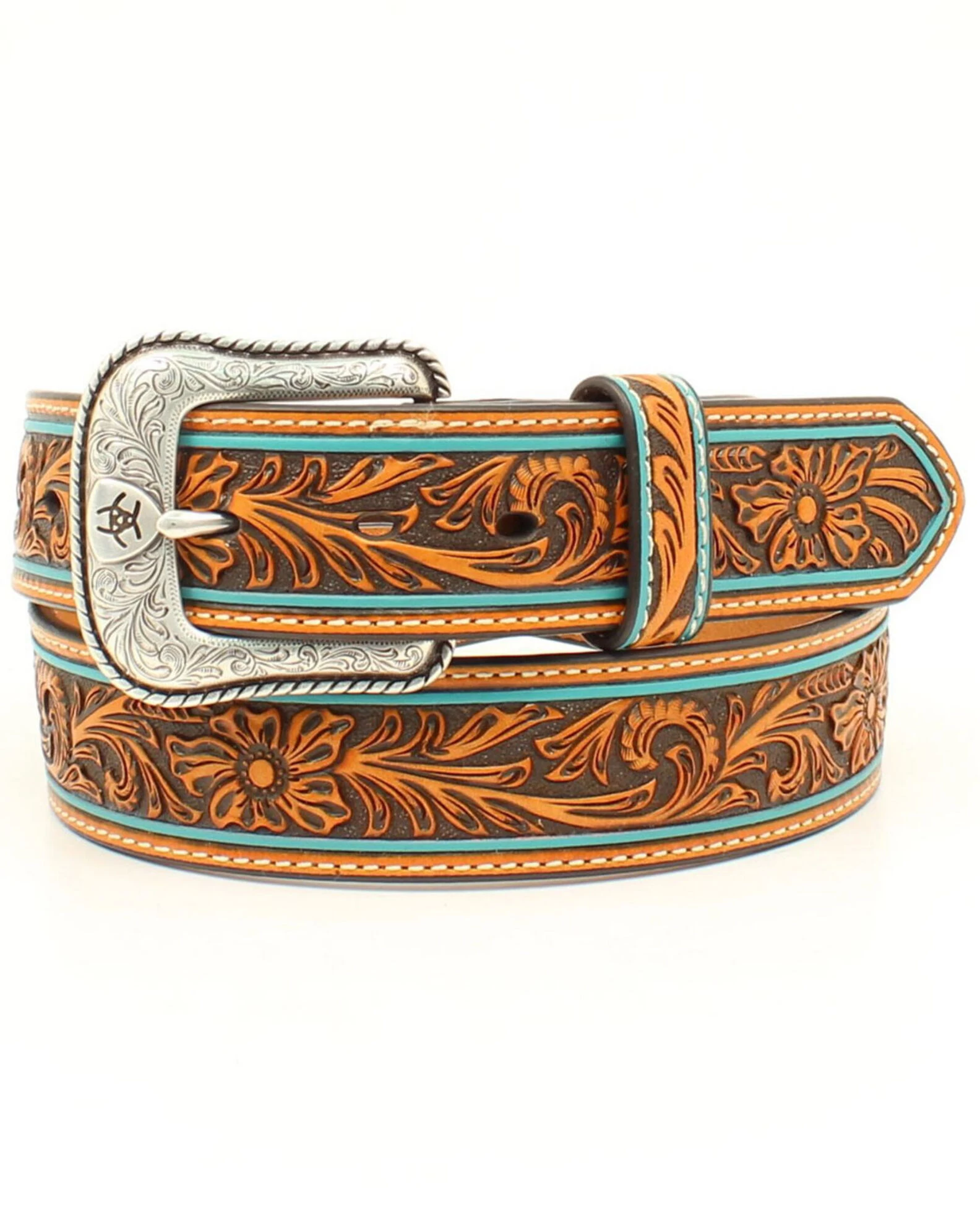 Ariat Men's Floral Shield Western Belt 1 Ariat Men's Floral Shield Western Belt