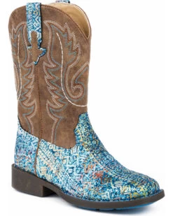Roper Girls' Glitter Southwestern Western Boots - Square Toe