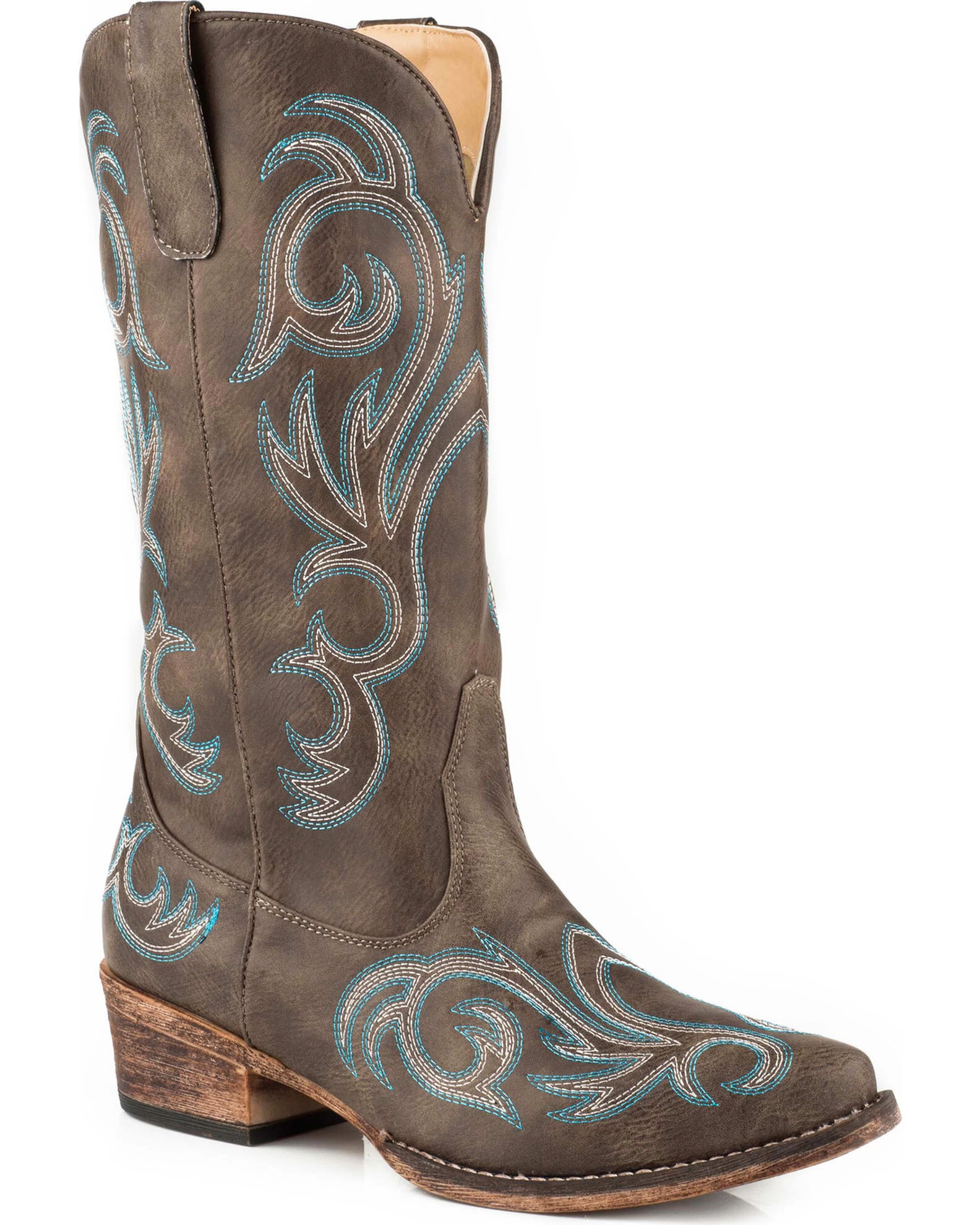 Roper Women's Brown Riley Vintage Western Boots - Snip Toe 1 Roper Women's Brown Riley Vintage Western Boots - Snip Toe