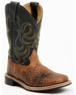 Smoky Mountain Boys' Jesse Bison Leather Print Boot - Square Toe