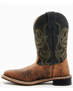 Smoky Mountain Boys' Jesse Bison Leather Print Boot - Square Toe -Cowboy Pradise 2000236238 200 P3
