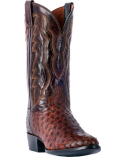 Dan Post Men's Pershing Brass Full Quill Ostrich Western Boots - Medium Toe