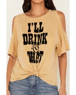 White Crow Women's I'll Drink To That Cold Shoulder Tee -Cowboy Pradise 2000238641 701 P3