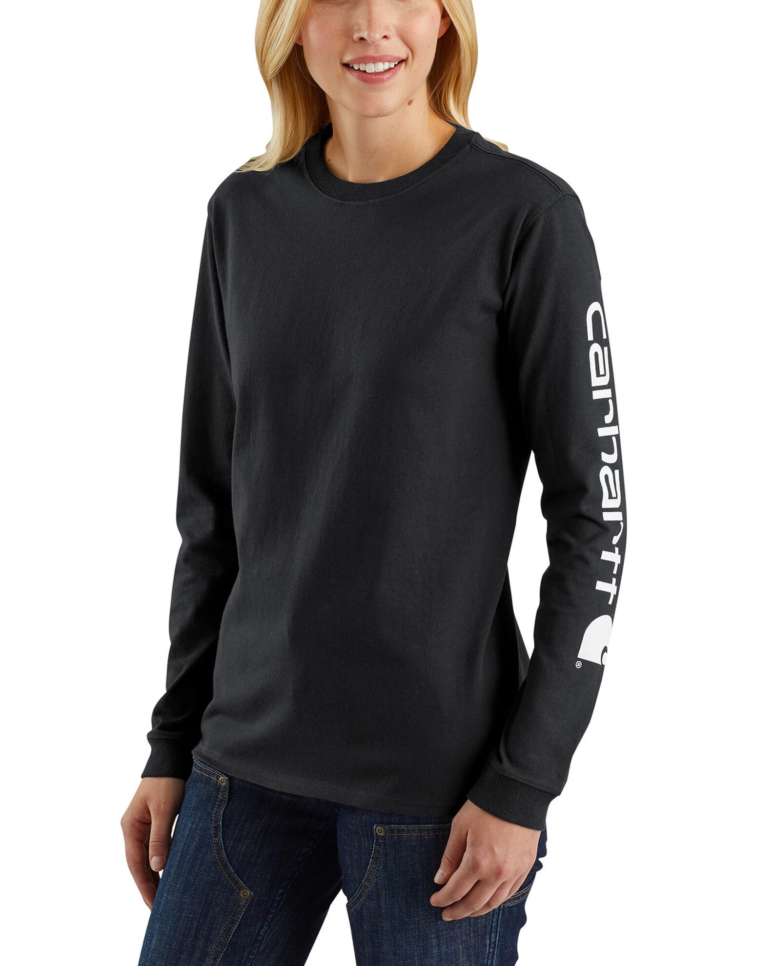 Carhartt Women's Loose Fit Heavyweight Long Sleeve Logo Graphic Work Tee 2 Carhartt Women's Loose Fit Heavyweight Long Sleeve Logo Graphic Work Tee - Image 2