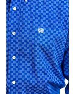 Cinch Men's Blue Dotted Square Print Western Shirt 11 Cinch Men's Blue Dotted Square Print Western Shirt -Cowboy Pradise 2000240192 400 D4
