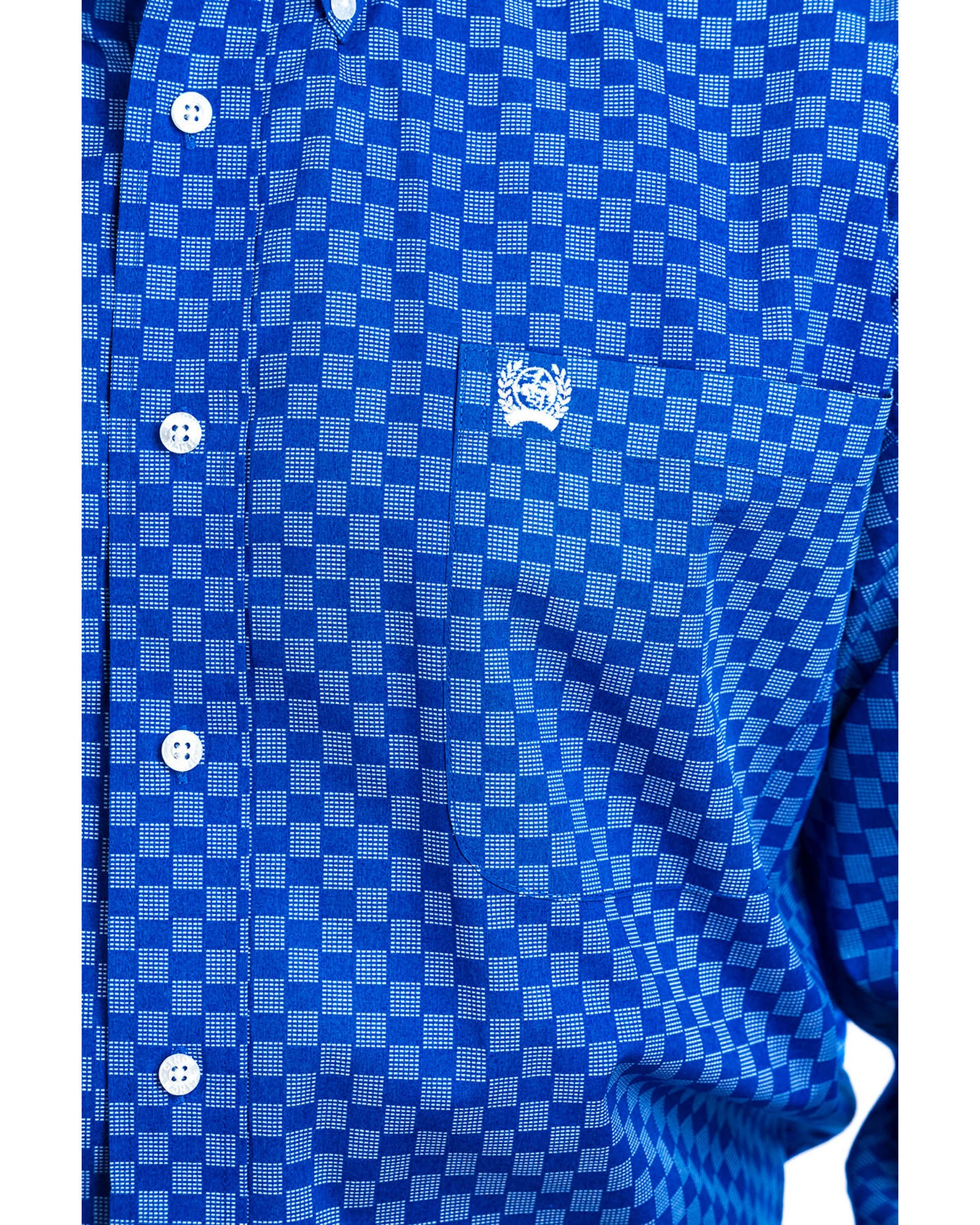 Cinch Men's Blue Dotted Square Print Western Shirt 6 Cinch Men's Blue Dotted Square Print Western Shirt - Image 6