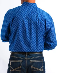 Cinch Men's Blue Dotted Square Print Western Shirt 8 Cinch Men's Blue Dotted Square Print Western Shirt -Cowboy Pradise 2000240192 400 P2