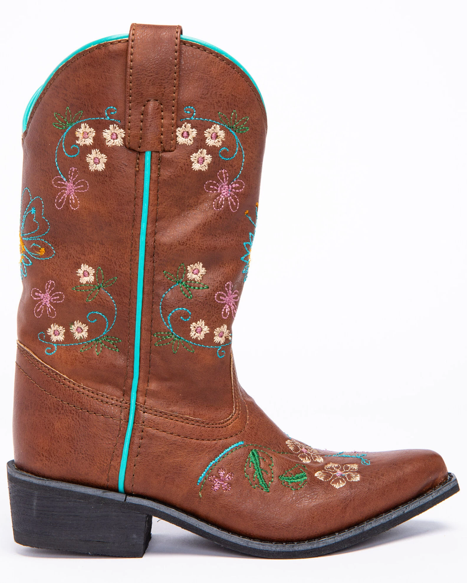 Shyanne Girls' Floral Embroidery Western Boots - Snip Toe 2 Shyanne Girls' Floral Embroidery Western Boots - Snip Toe - Image 2