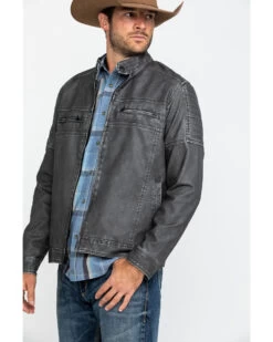 Moonshine Spirit Men's Gearhead Washed Faux Leather Moto Jacket  -Cowboy Pradise 2000282814 001 P3