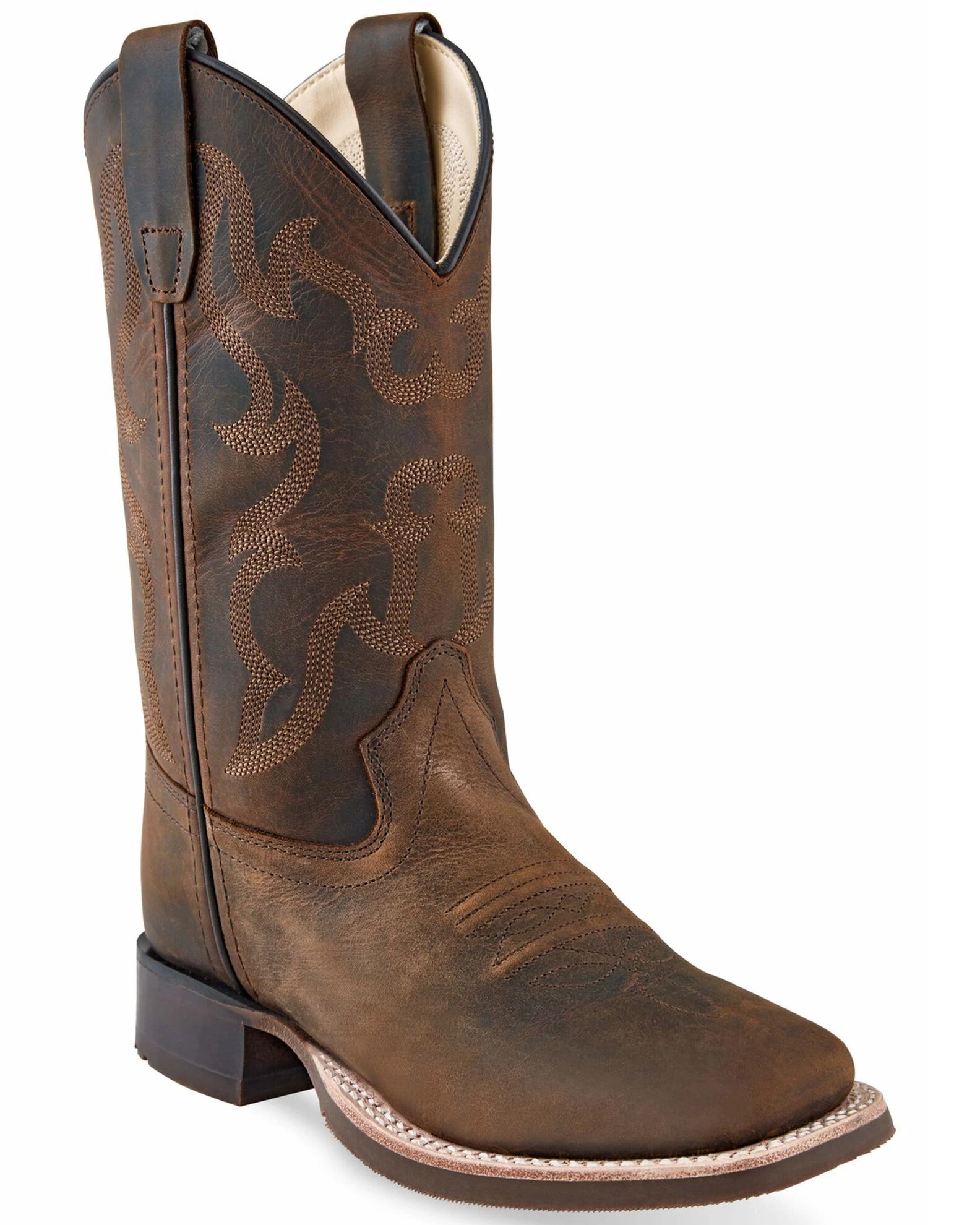 Old West Boys' Brown Western Boots - Broad Square Toe 1 Old West Boys' Brown Western Boots - Broad Square Toe