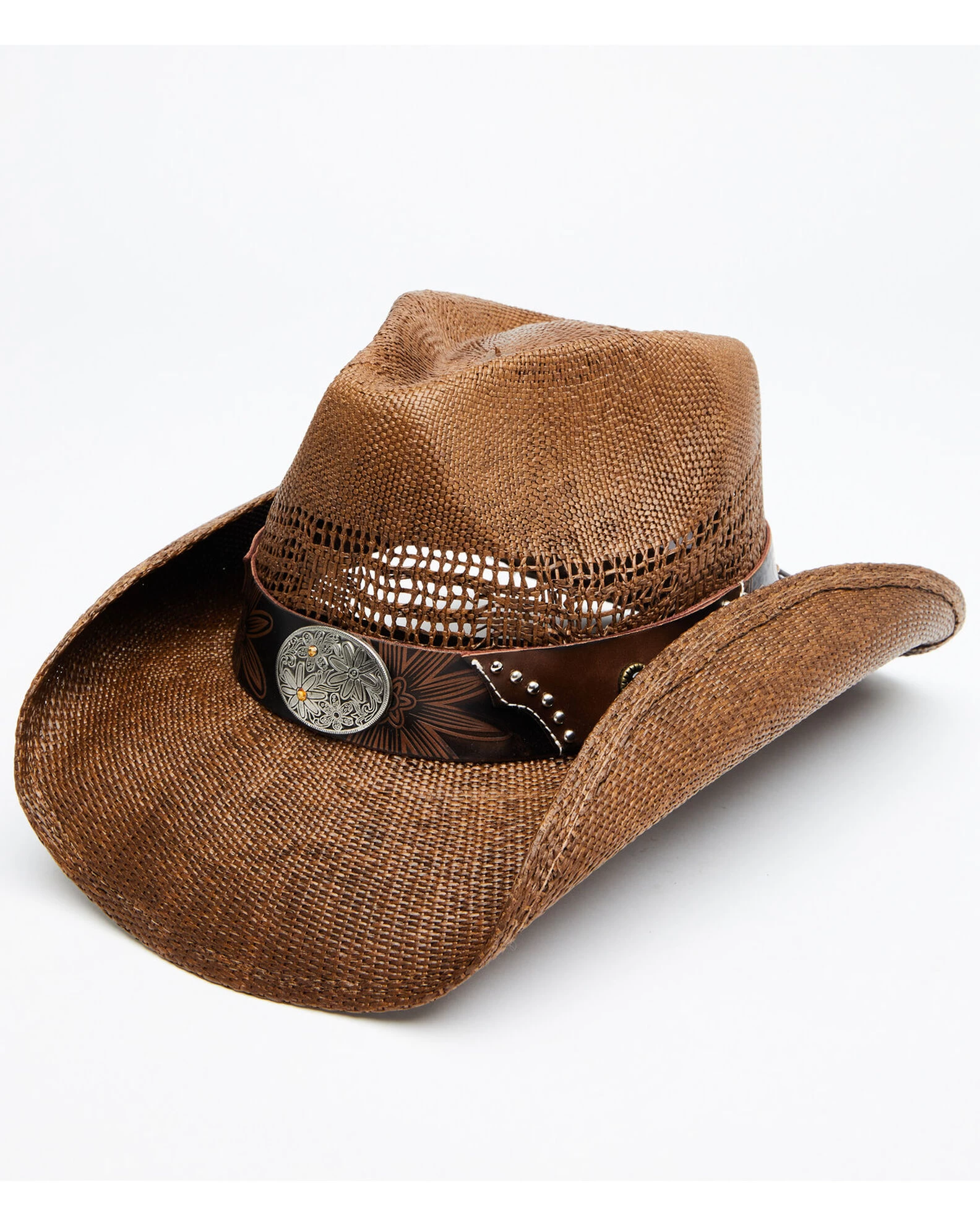 Shyanne Women's Brown Shane Raffia Straw Western Hat 1 Shyanne Women's Brown Shane Raffia Straw Western Hat