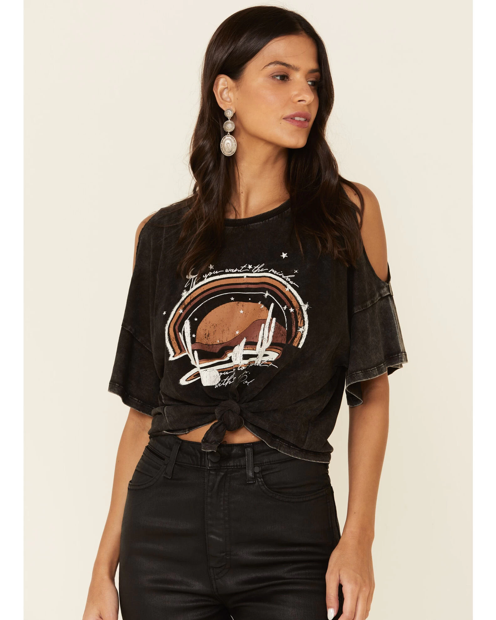 White Crow Women's Night Rainbow Dolly Quote Cold Shoulder Top 1 White Crow Women's Night Rainbow Dolly Quote Cold Shoulder Top