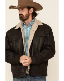 Cripple Creek Men's Leather Sherpa Lined JacketÂ