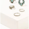 Shyanne Women's Silver & Turquoise Squash Blossom 5-piece Ring Set