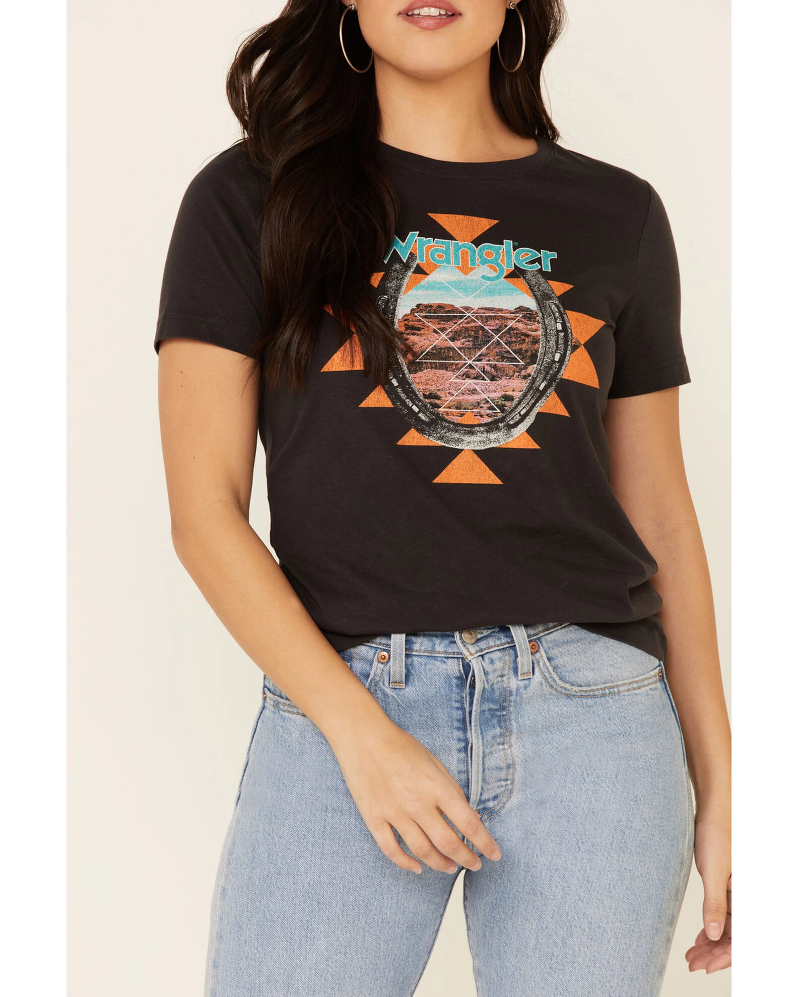 Wrangler Women's Southwestern Horseshoe Desert Graphic Tee 3 Wrangler Women's Southwestern Horseshoe Desert Graphic Tee - Image 3