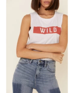 Wondery Women's Wild Bar Graphic Muscle Tank Top 7 Wondery Women's Wild Bar Graphic Muscle Tank Top -Cowboy Pradise 2000336327 100 P3