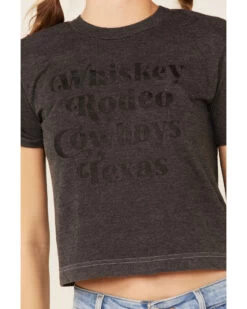 Ali Dee Women's Charcoal Rodeo Whiskey Cowboys Texas Graphic Tee  -Cowboy Pradise 2000337655 022 P3