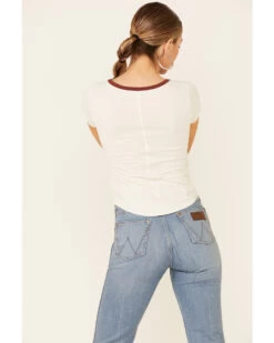 Shyanne Women's Off-White Horsing Around Graphic Short Sleeve Ringer Tee  -Cowboy Pradise 2000338215 105 P4