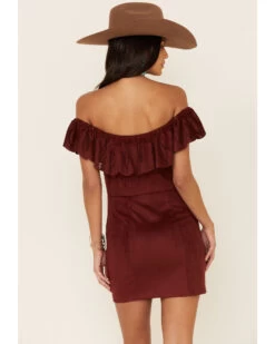 Shyanne Women's Off-Shoulder Faux Suede Dress -Cowboy Pradise 2000338232 240 P4