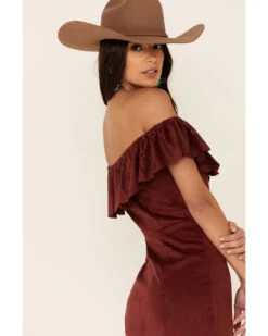 Shyanne Women's Off-Shoulder Faux Suede Dress -Cowboy Pradise 2000338232 240 P5