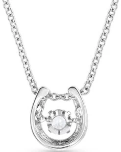 Montana Silversmiths Women's Dancing Birthstone Horseshoe Necklace - April