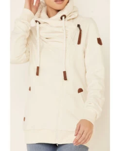 Wanakome Women's Oatmeal Hestia Asymmetrical Zip-Front Hoodie 6 Wanakome Women's Oatmeal Hestia Asymmetrical Zip-Front Hoodie -Cowboy Pradise 2000340617 104 P3