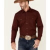 Gibson Men's Burgundy Basic Solid Long Sleeve Pearl Snap Western Shirt 