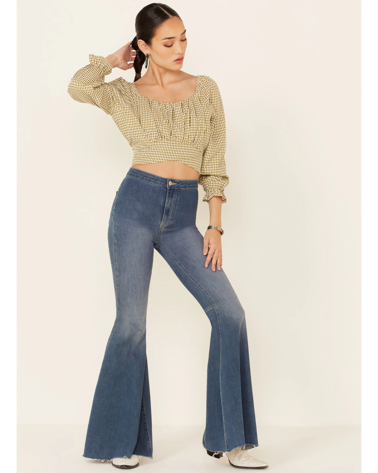 Beyond The Radar Women's Gingham Print Tie Back Crop Top 2 Beyond The Radar Women's Gingham Print Tie Back Crop Top - Image 2