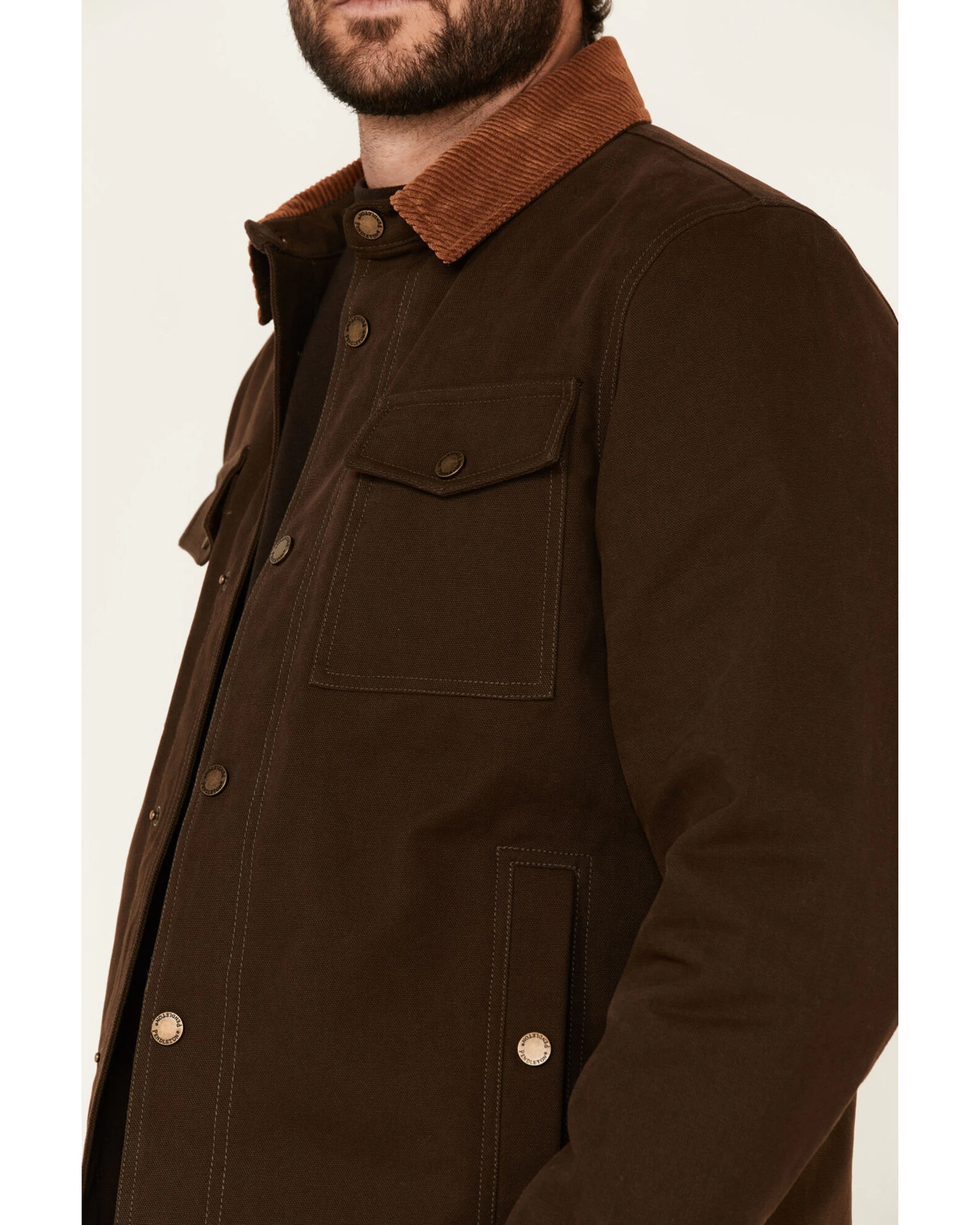 Pendleton Men's Solid Olive Canvas Snap-Down Shirt Jacket 4 Pendleton Men's Solid Olive Canvas Snap-Down Shirt Jacket - Image 4