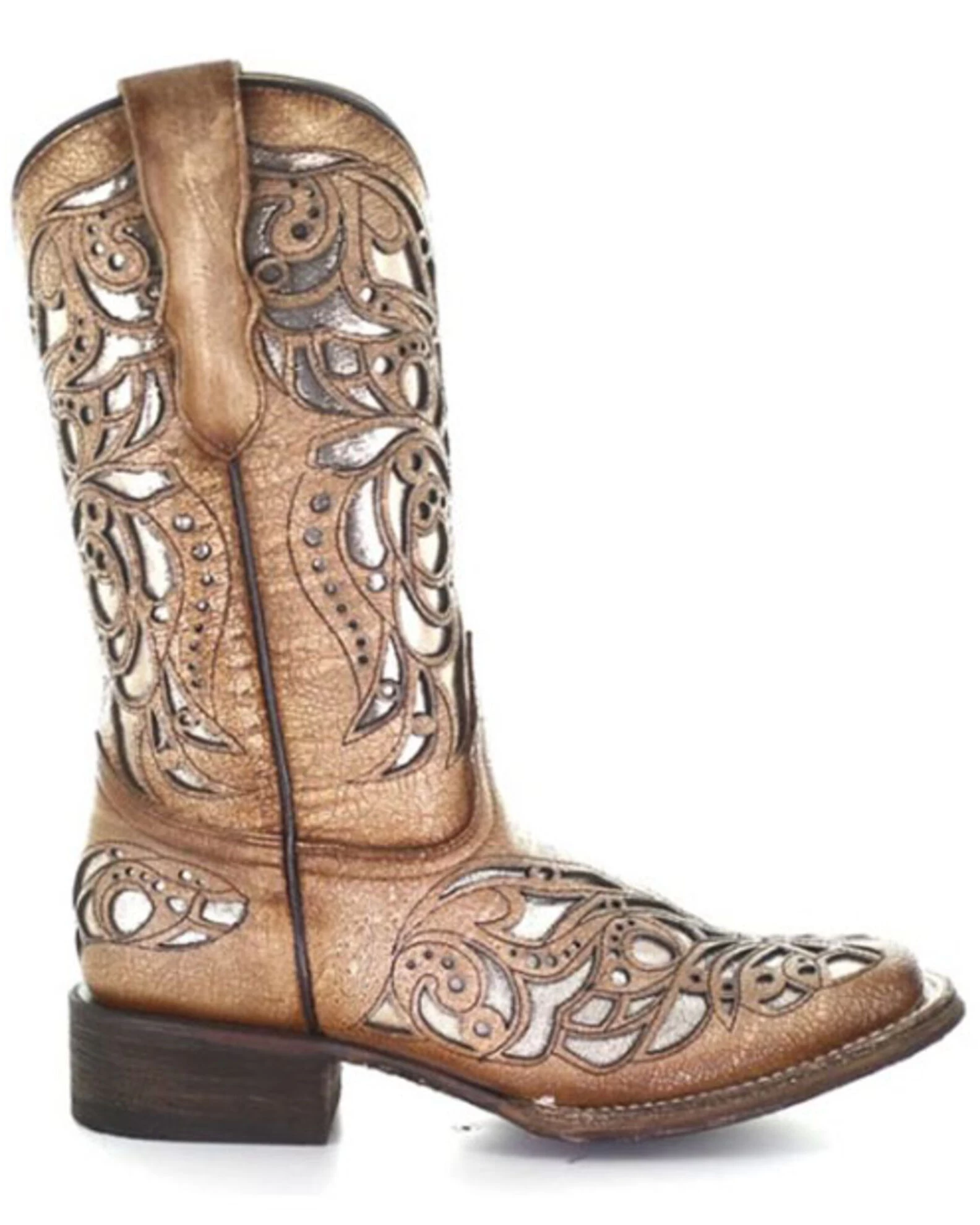 Corral Girls' Shiny Inlay Western Boots - Square Toe 2 Corral Girls' Shiny Inlay Western Boots - Square Toe - Image 2
