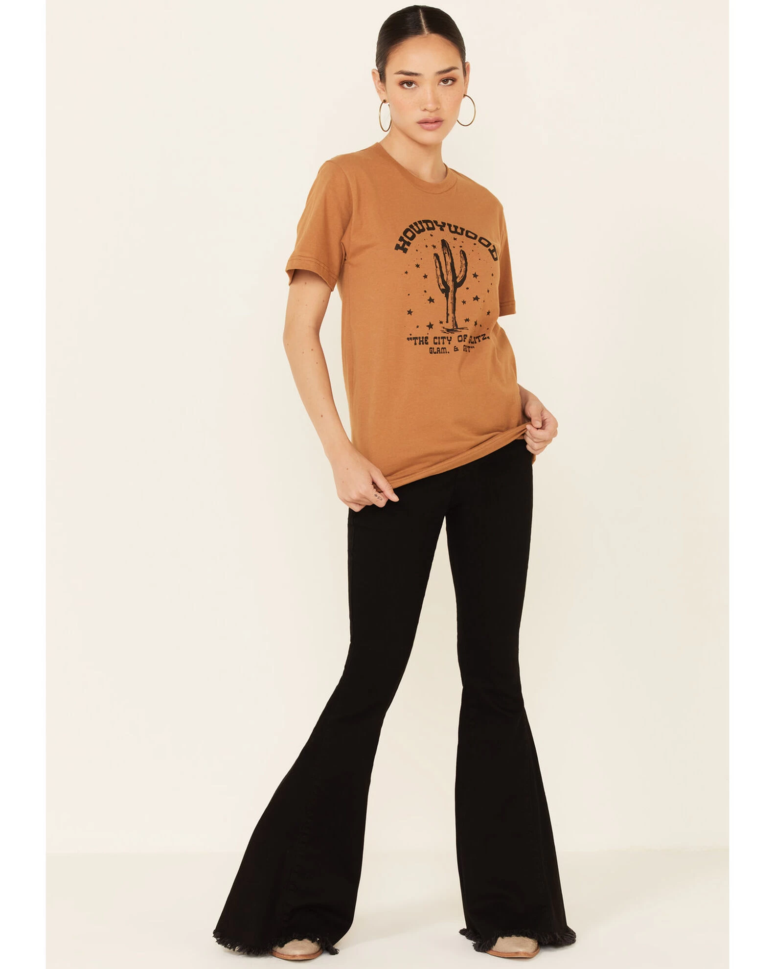 Ali Dee Women's Camel Howdywood Graphic Short Sleeve Tee 2 Ali Dee Women's Camel Howdywood Graphic Short Sleeve Tee - Image 2