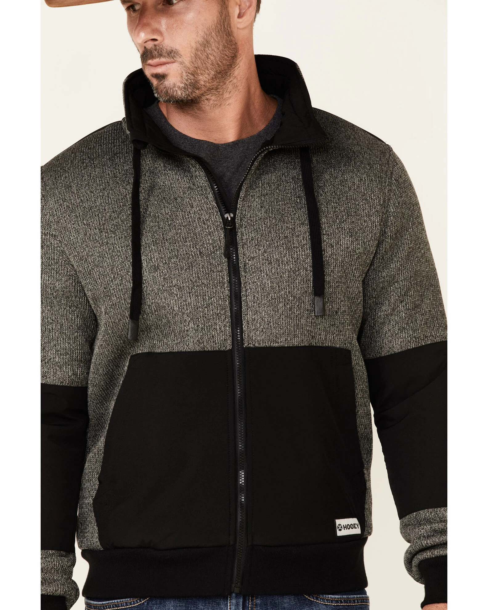 HOOey Men's Gray & Black Tech Fleece Zip-Front Jacket 3 HOOey Men's Gray & Black Tech Fleece Zip-Front Jacket - Image 3