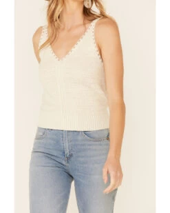 Wishlist Women's Cream Sweater-Knit Pointelle Tank Top  -Cowboy Pradise 2000349765 110 P3