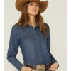 Shyanne Women's Dark Wash Shy Life Western Denim Shirt