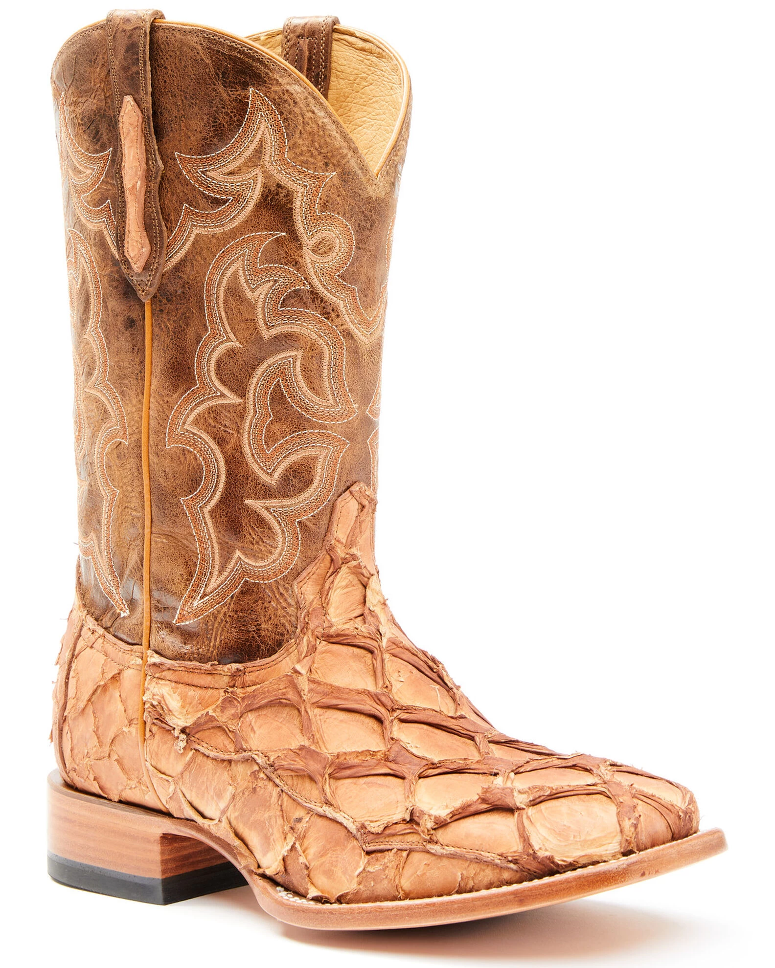 Cody James Men's Caramel Matte Pirarucu Exotic Western Boots - Broad Square Toe 1 Cody James Men's Caramel Matte Pirarucu Exotic Western Boots - Broad Square Toe