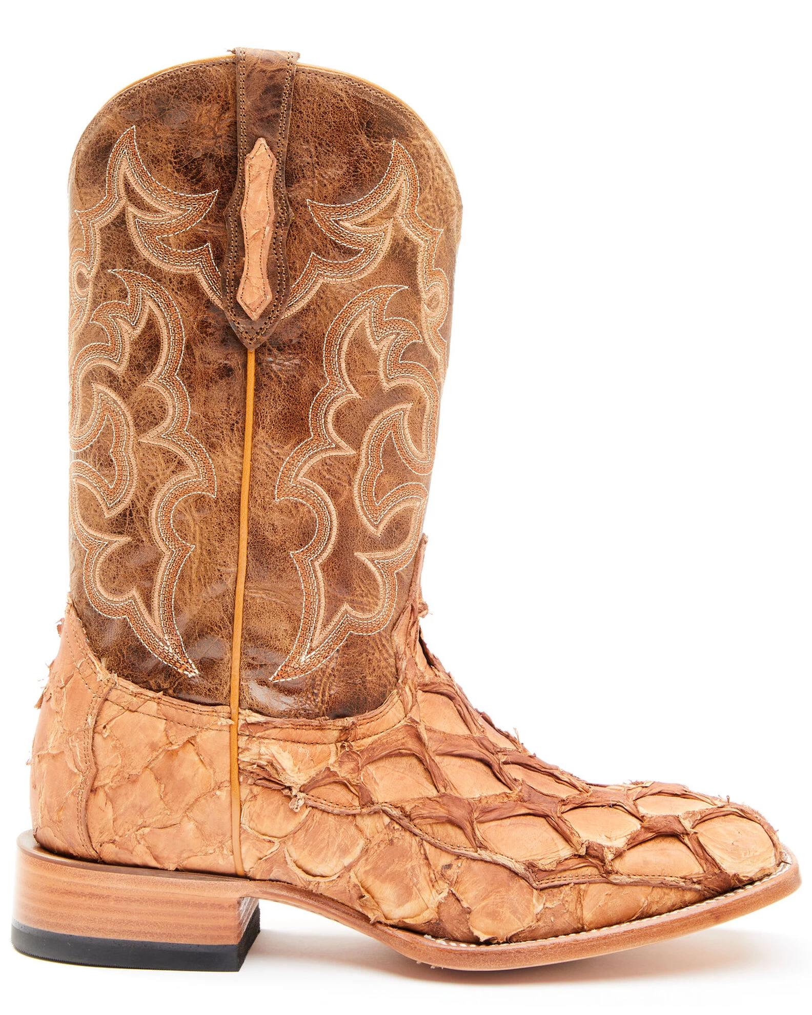 Cody James Men's Caramel Matte Pirarucu Exotic Western Boots - Broad Square Toe 2 Cody James Men's Caramel Matte Pirarucu Exotic Western Boots - Broad Square Toe - Image 2