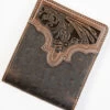 Cody James Men's Brown Ostrich Bifold Tooled Wallet