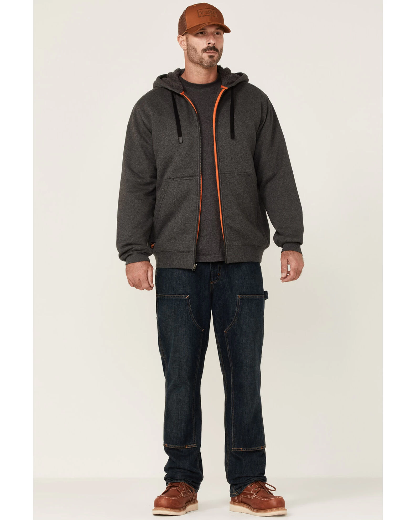 Hawx Men's Charcoal Sherpa-Lined Zip-Front Hooded Work Jacket 2 Hawx Men's Charcoal Sherpa-Lined Zip-Front Hooded Work Jacket - Image 2