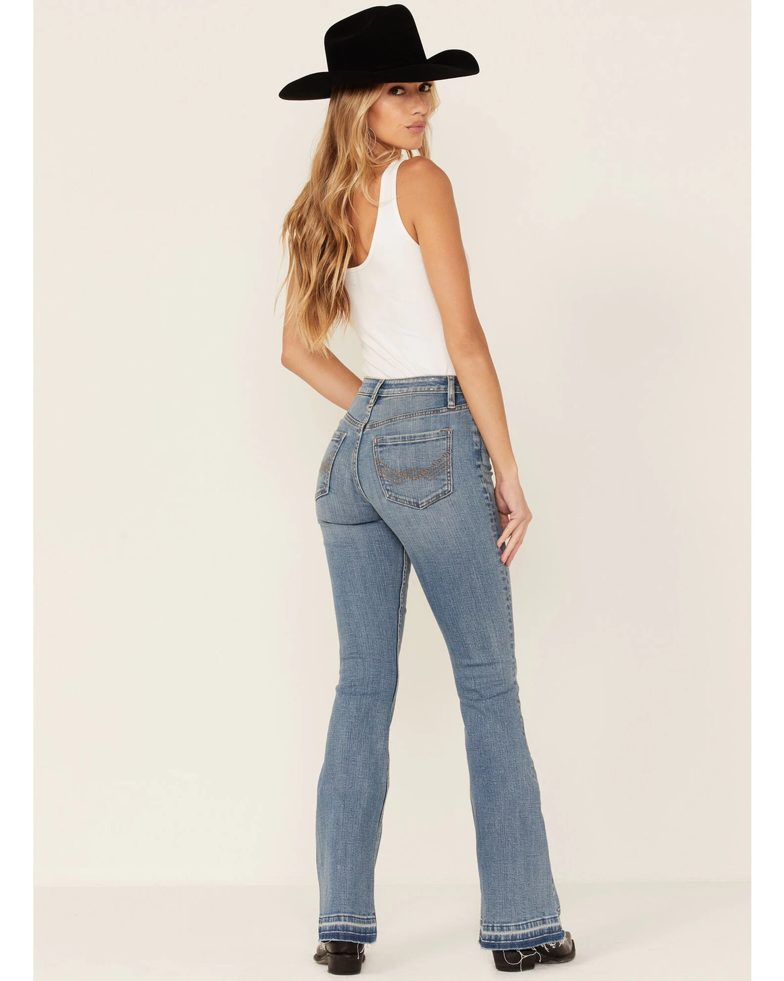 Idyllwind Women's Medium Wash Old West High Risin' Released Hem Flare Jeans 4 Idyllwind Women's Medium Wash Old West High Risin' Released Hem Flare Jeans - Image 4