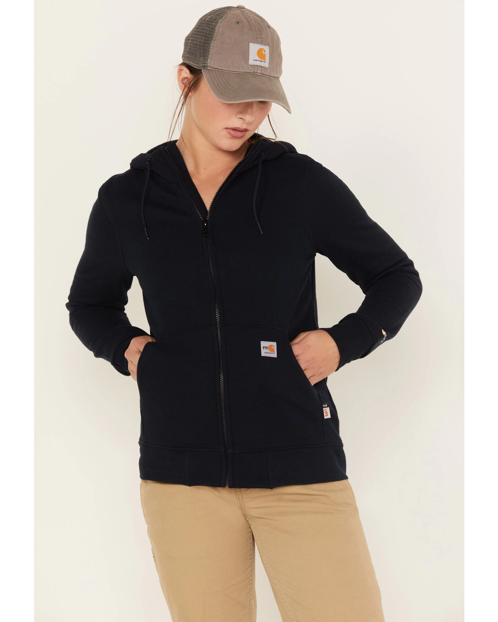 Carhartt Women's Force FR Relaxed Fit Zip Front Sweatshirt Work Hoodie 1 Carhartt Women's Force FR Relaxed Fit Zip Front Sweatshirt Work Hoodie