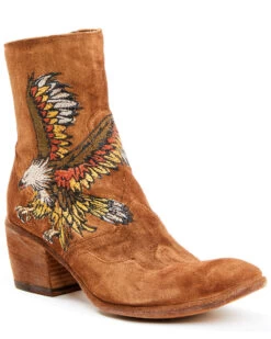 Marco Delli Women's Embroidered Eagle Fashion Booties - Round Toe