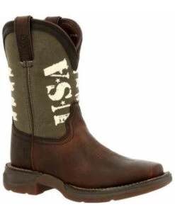 Durango Boys' Lil' Rebel USA Flag Western Boots - Broad Square Toe
